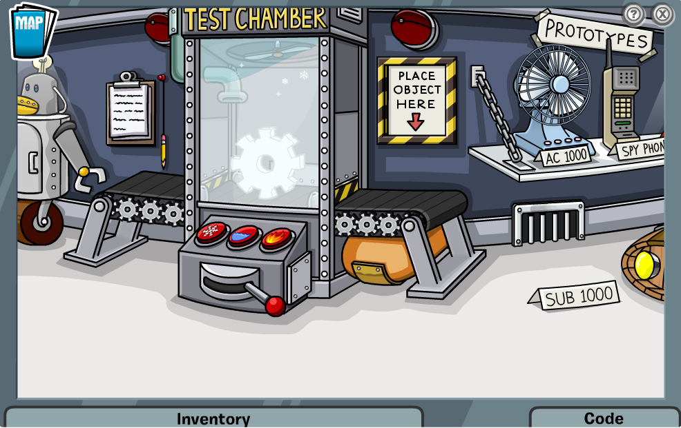 Replace object. Club Penguin Mission 7. Club Penguin Inventory. Pocket Robots Test Chamber картинка для детей.